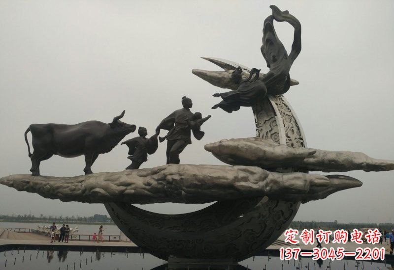 甘肃不锈钢牛郎织女雕塑传说中的爱情