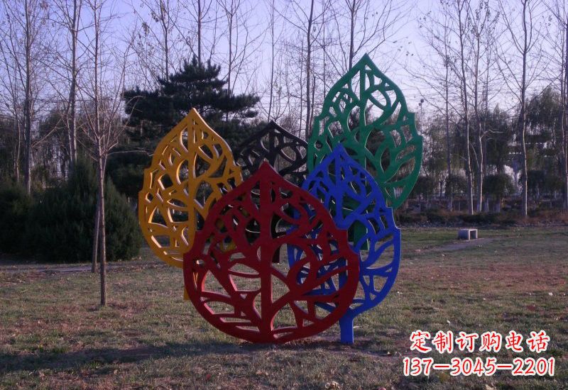 甘肃精美不锈钢树叶雕塑