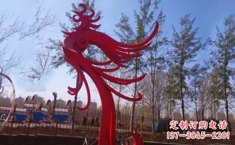 甘肃不锈钢抽象凤凰雕塑 (2)