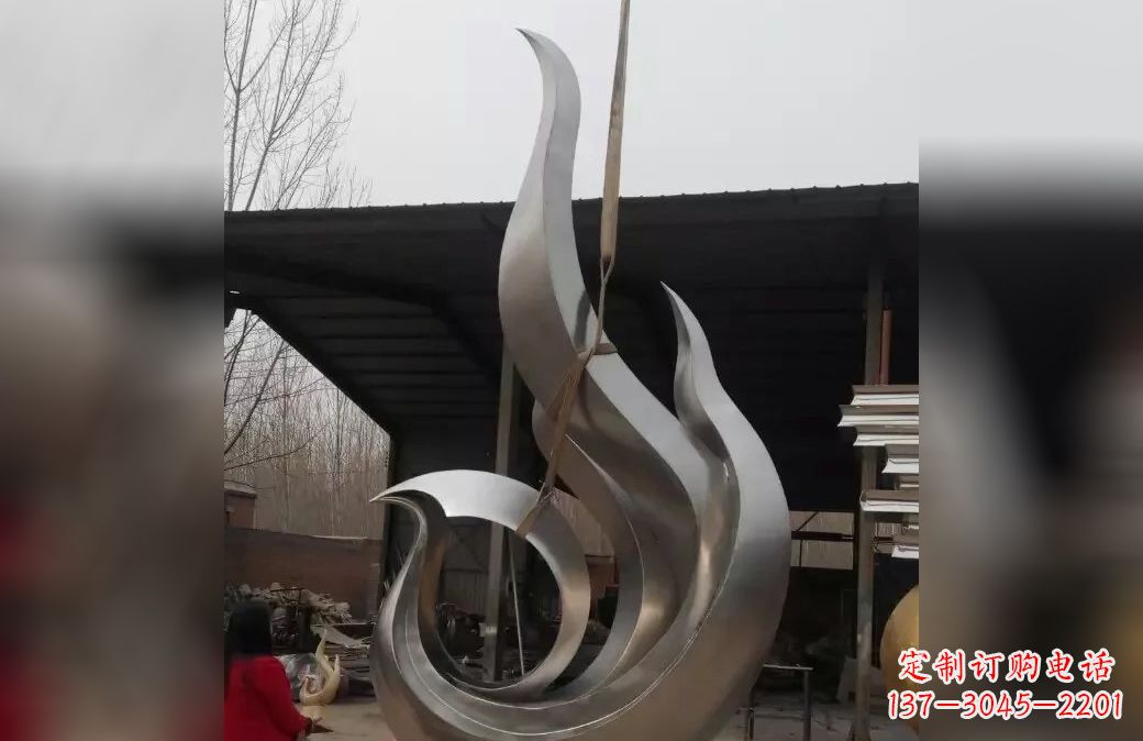 甘肃不锈钢抽象凤凰雕塑 (7)