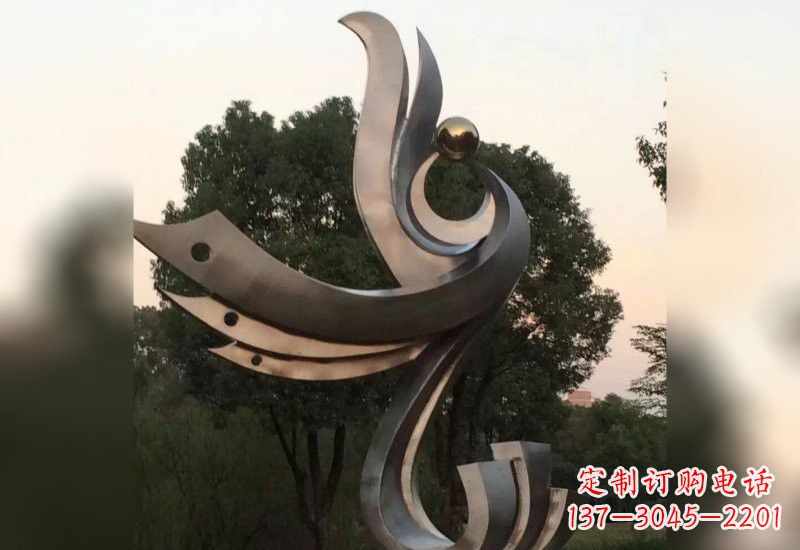 甘肃不锈钢抽象凤凰雕塑2