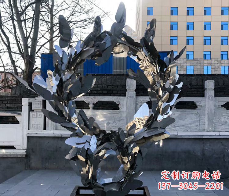 甘肃不锈钢蝴蝶花环景观雕塑