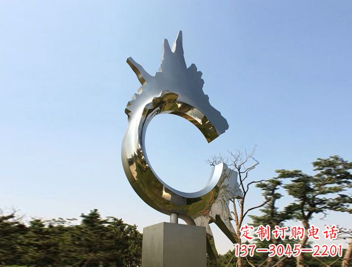 甘肃不锈钢抽象龙头雕塑