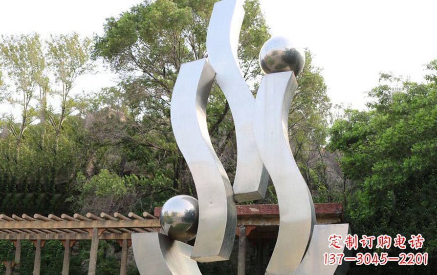 甘肃不锈钢飘带雕塑美化小区景观