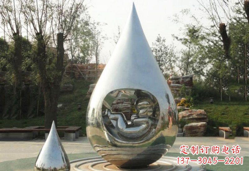 甘肃不锈钢水滴雕塑缔造生命之源