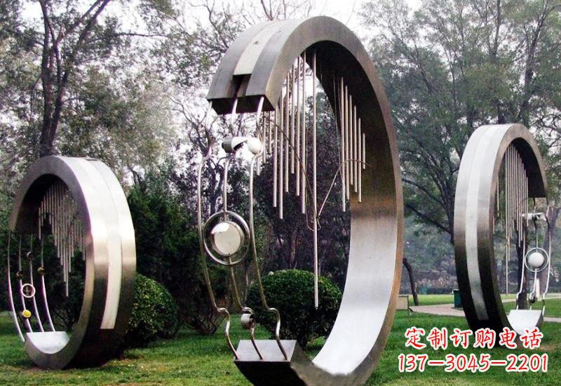 甘肃不锈钢圆环雕塑——聆听之美