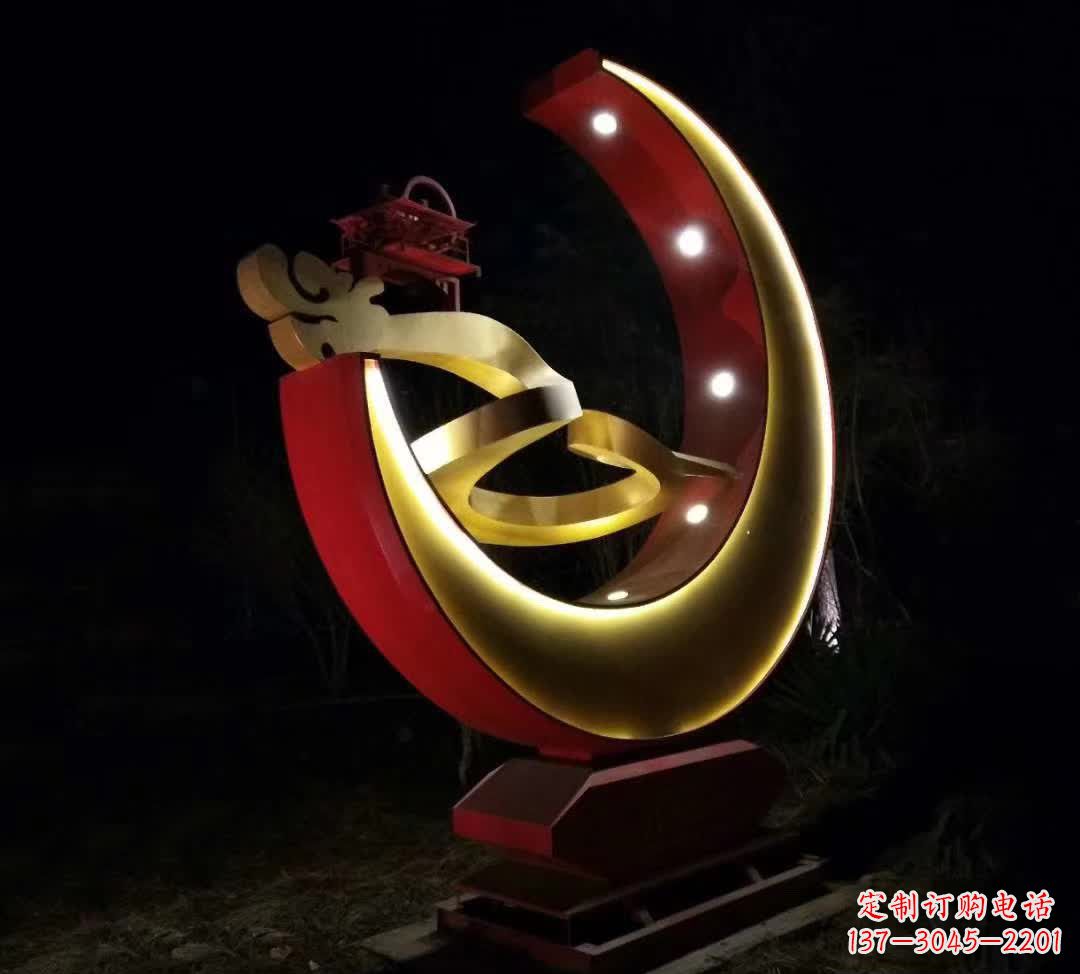 甘肃不锈钢月亮雕塑静谧中的经典之美