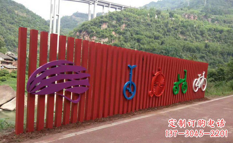 甘肃不锈钢自行车雕塑点缀公园景观