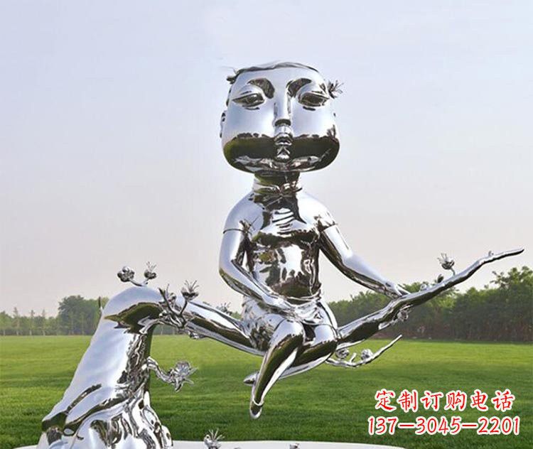 甘肃不锈钢树枝上的女孩雕塑