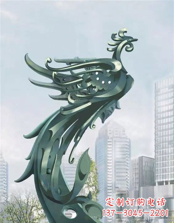 甘肃不锈钢大型凤凰雕塑美丽而神秘