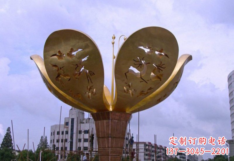 甘肃大型不锈钢紫荆花雕塑