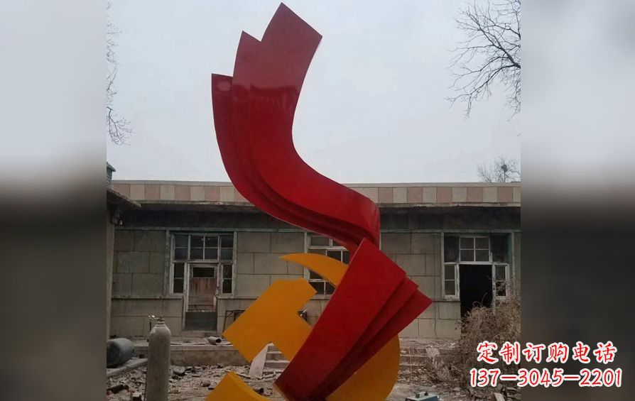甘肃不锈钢党徽雕塑——为共产主义奠基