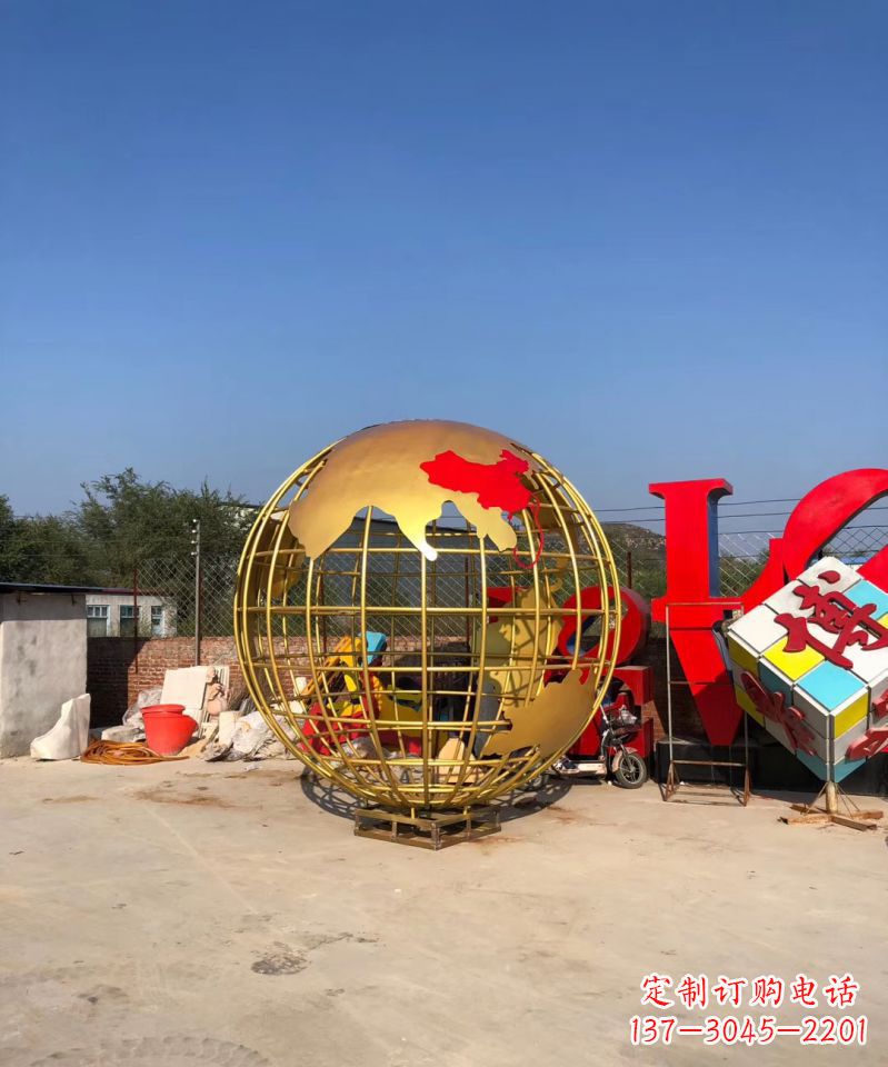甘肃不锈钢地球仪雕塑点缀校园景观