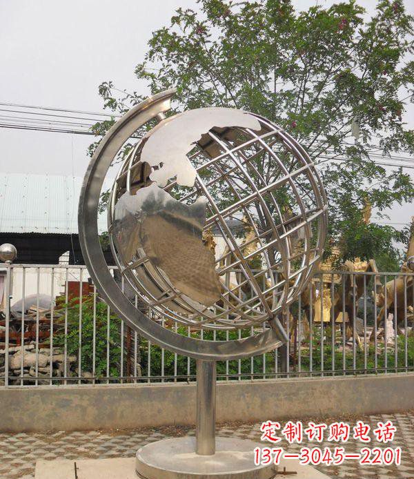 甘肃精美不锈钢地球仪雕塑点缀校园美景