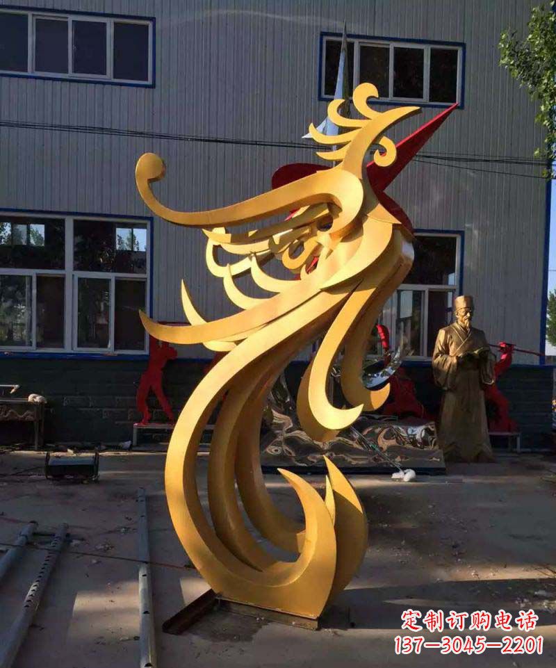 甘肃不锈钢雕刻凤凰雕塑传承精美工艺