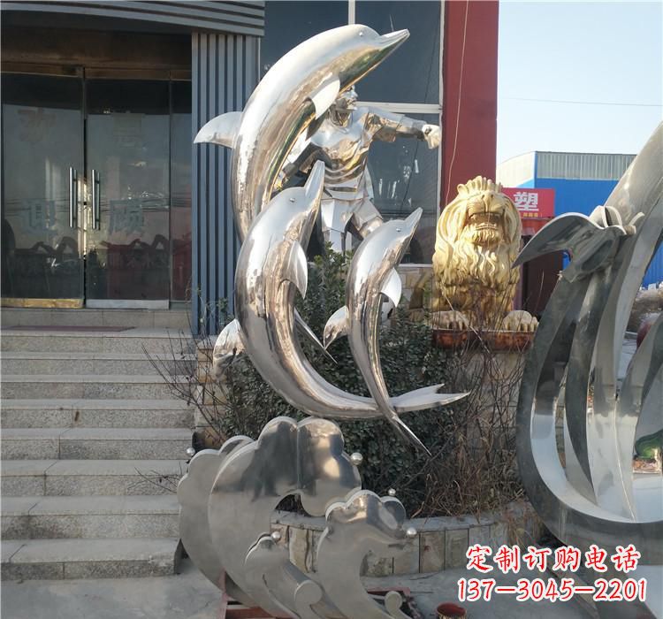 甘肃不锈钢海豚雕塑——精美外观,传递环保理念