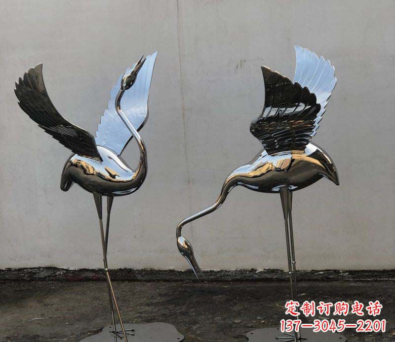 甘肃不锈钢锻造仙鹤雕塑精美的艺术品