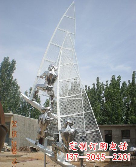 甘肃海上航行不锈钢帆船雕塑