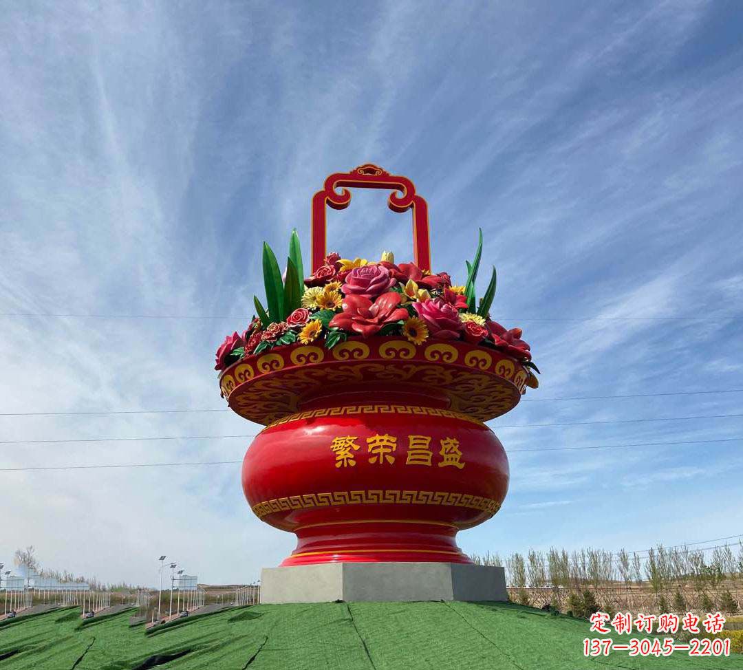 甘肃不锈钢花篮雕塑象征繁荣昌盛