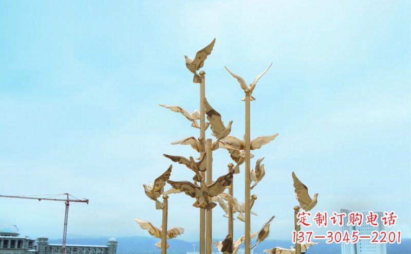 甘肃不锈钢飞翔的鸽子雕塑传递自由、和平的美好祝愿