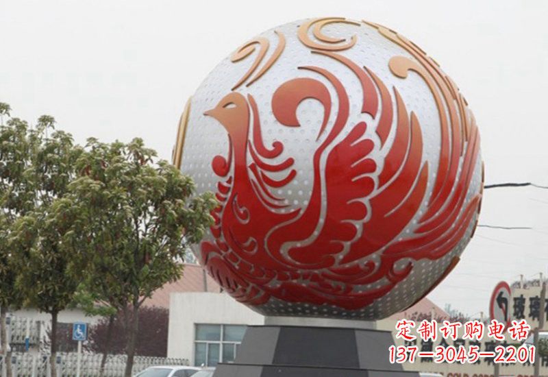 甘肃不锈钢凤凰浮雕圆球雕塑精美雕塑把艺术带到生活中