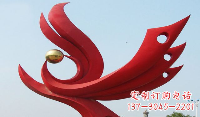 甘肃不锈钢凤凰雕塑象征着美丽与智慧