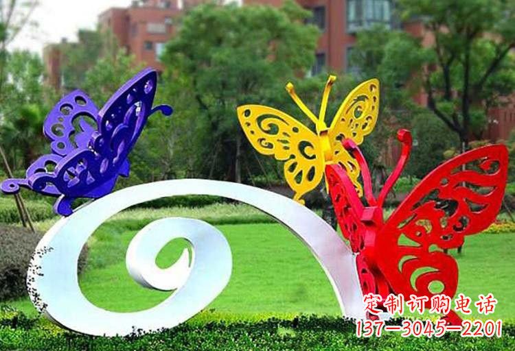 甘肃彩色蝴蝶雕塑,点亮不锈钢公园