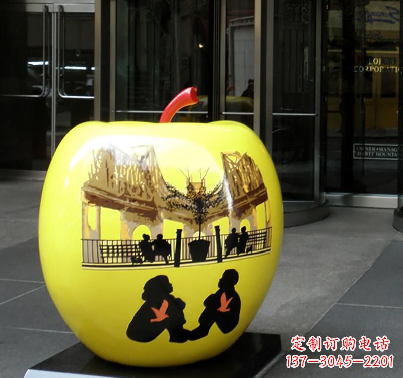 甘肃不锈钢苹果雕塑——一座精美的公园景观