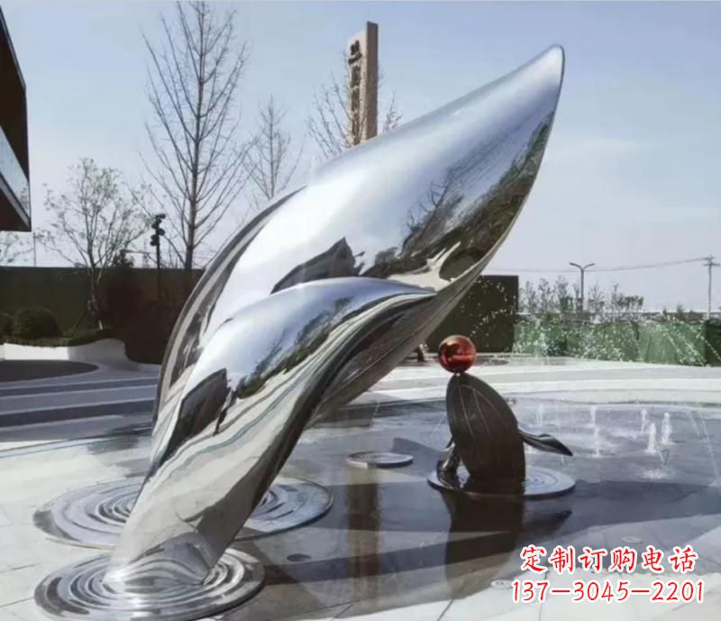 甘肃精美不锈钢海豚雕塑