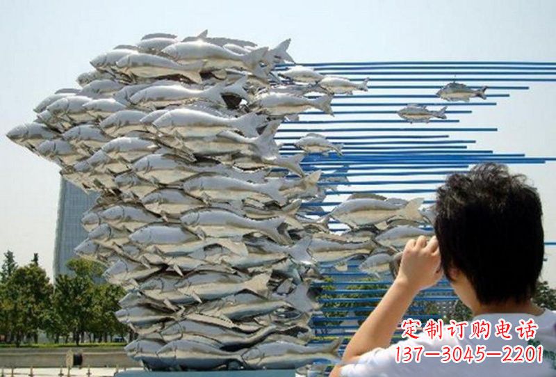 甘肃不锈钢公园鲤鱼雕塑传承传统文化