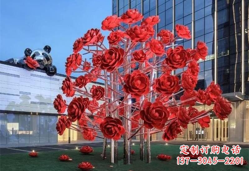 甘肃不锈钢公园玫瑰花树雕塑——让玫瑰长驻公园