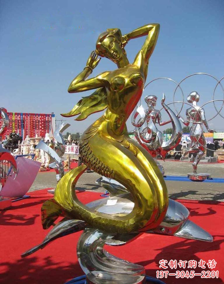 甘肃不锈钢美人鱼雕塑——美丽的象征