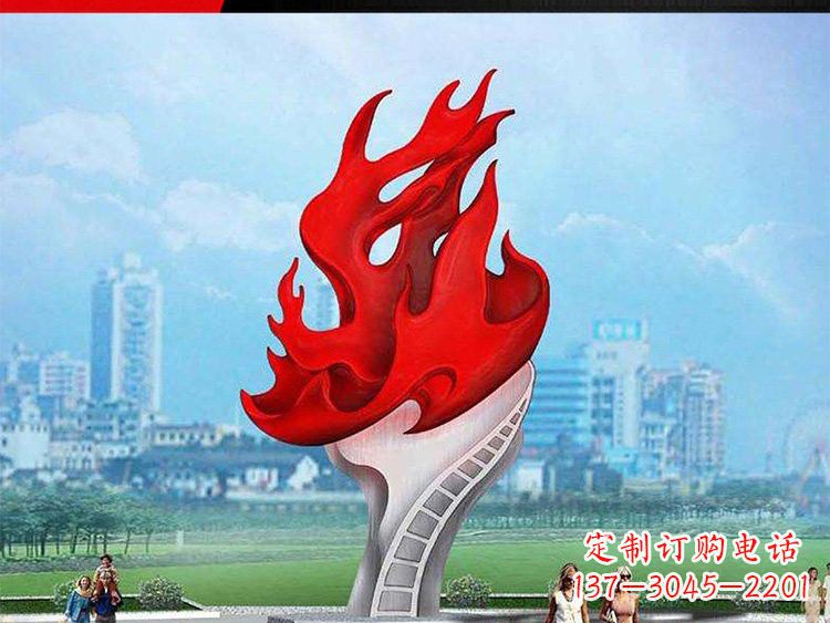 甘肃不锈钢火炬雕塑——激发民族自信的象征
