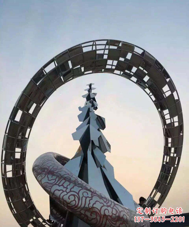 甘肃不锈钢松树祥云雕塑