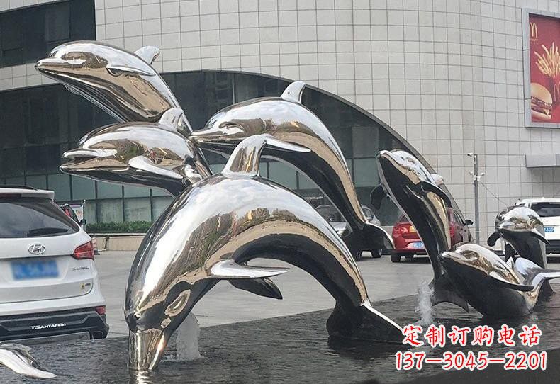 甘肃不锈钢海豚雕塑——精美绝伦