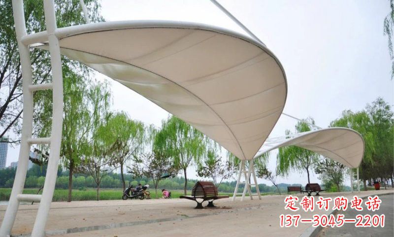 甘肃不锈钢树叶形遮阳棚雕塑