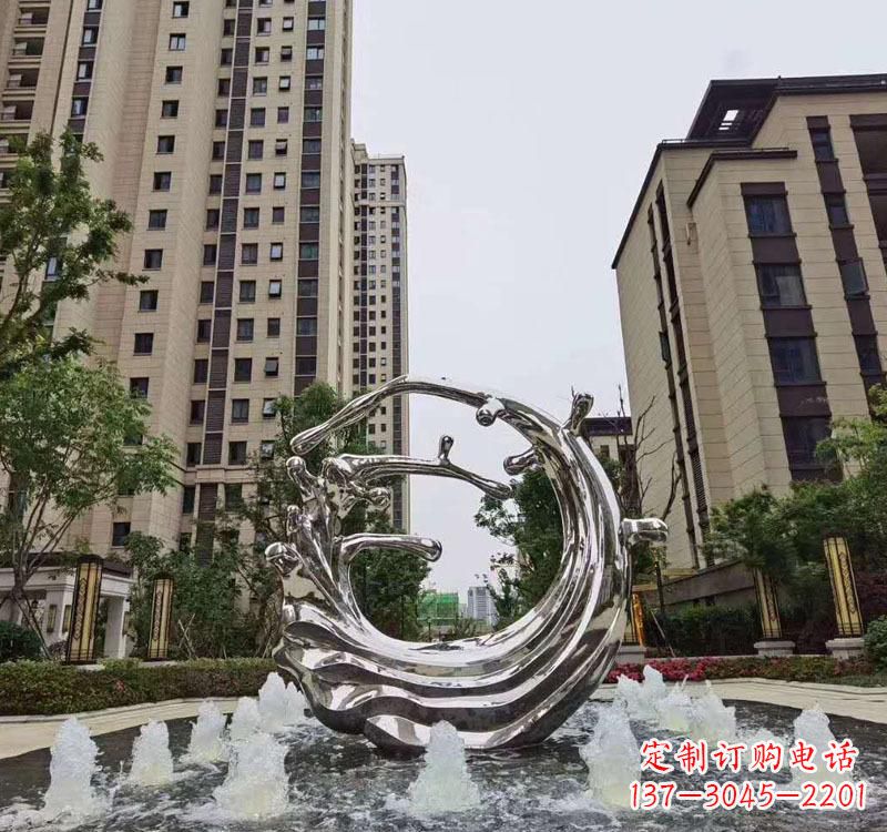 甘肃不锈钢海浪喷泉雕塑精美雕刻，灿烂绚烂