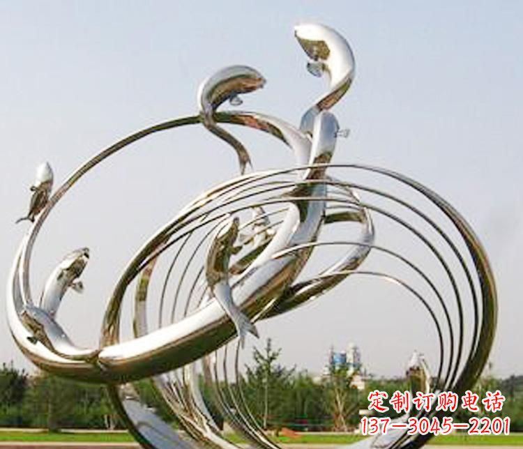 甘肃不锈钢海豚雕塑美丽而又神秘