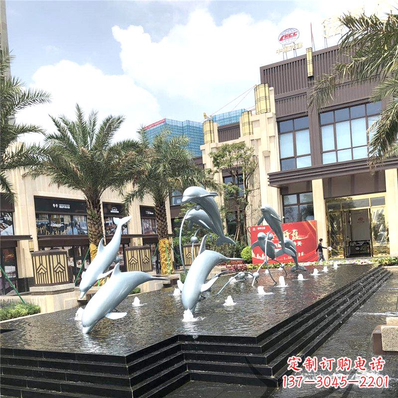 甘肃精美海豚喷泉,点缀城市企业街道