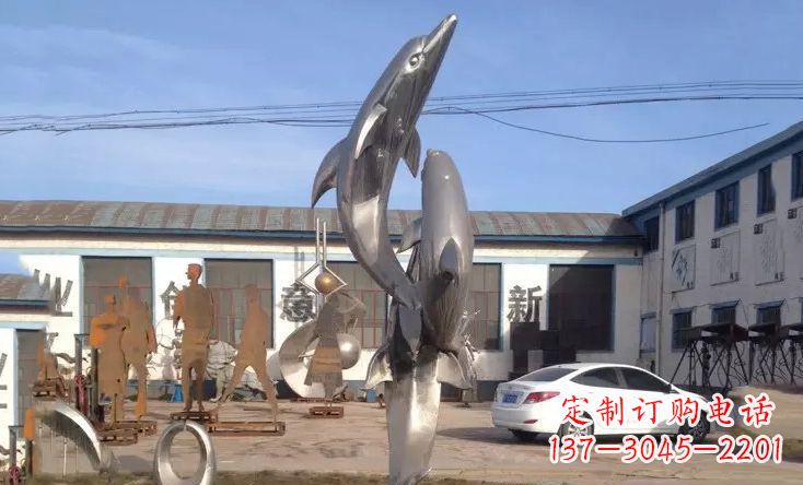 甘肃不锈钢海豚嬉戏雕塑精美的艺术视觉