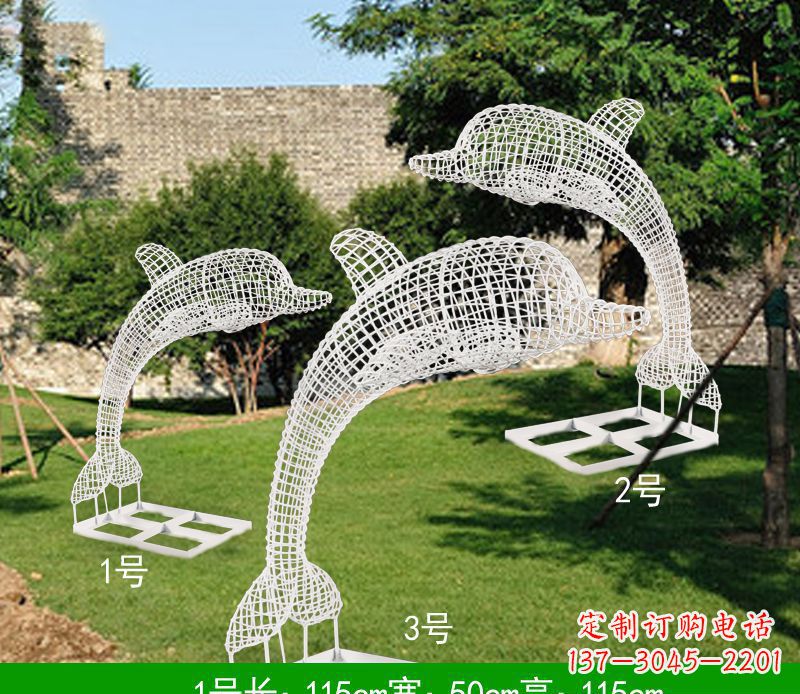 甘肃不锈钢海豚组合雕塑精美的艺术品