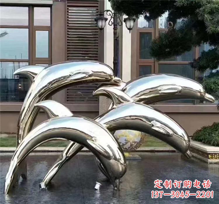 甘肃不锈钢海洋动物雕塑——海豚