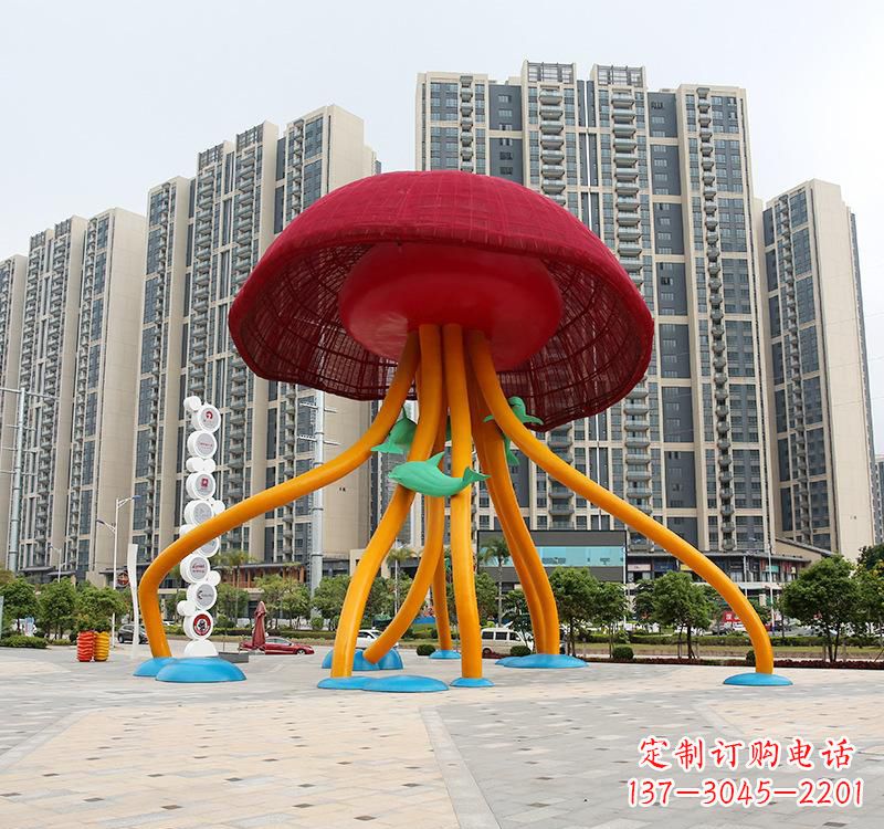 甘肃不锈钢海洋水母动物雕塑精美绝伦