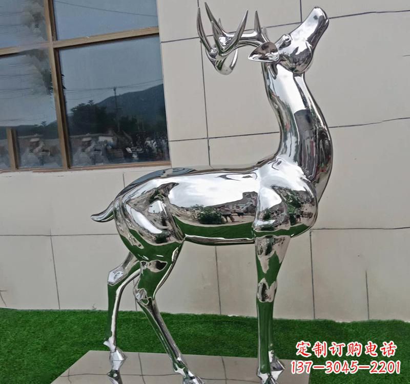 甘肃不锈钢户外动物鹿雕塑精致大气的艺术品