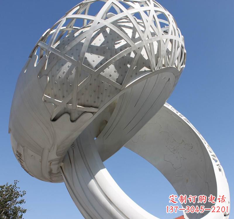 甘肃不锈钢户外婚庆戒指雕塑婚礼永恒的记忆