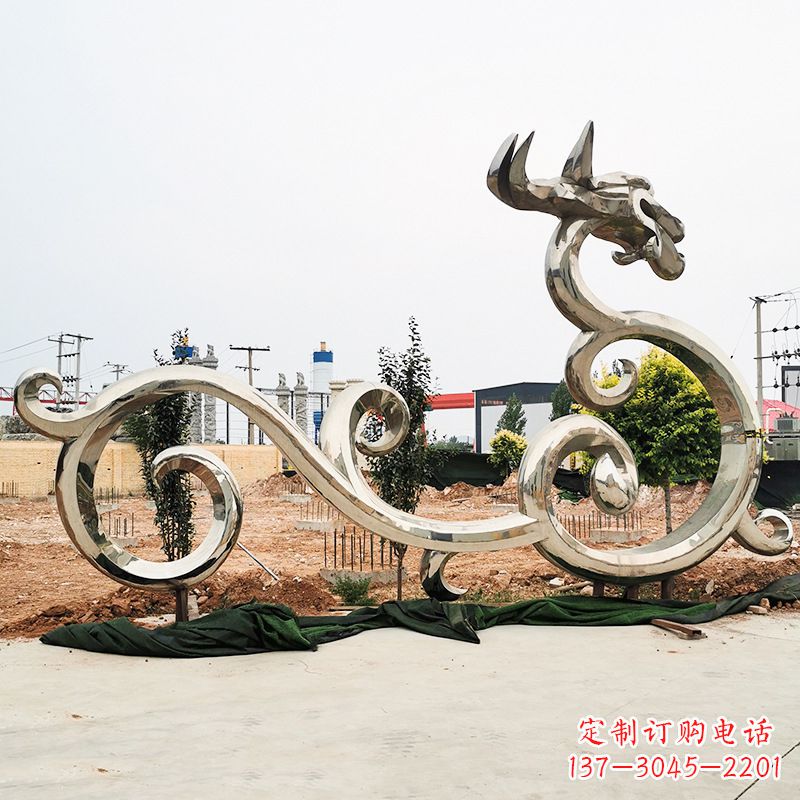 甘肃不锈钢花边龙形雕塑传承中华文化精髓
