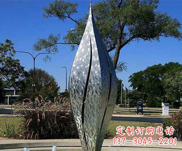 甘肃不锈钢花骨朵喷泉雕塑精致细节展现精美艺术