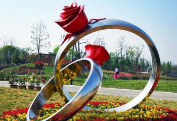 甘肃不锈钢公园玫瑰花戒指雕塑精致精美的礼物