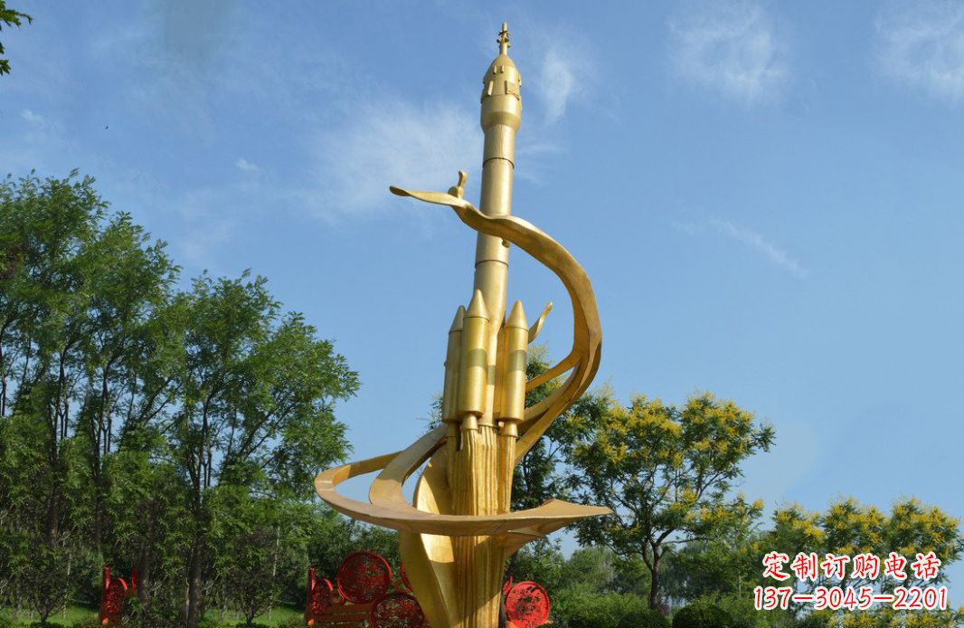 甘肃火箭飞向蓝天不锈钢火箭广场景观雕塑