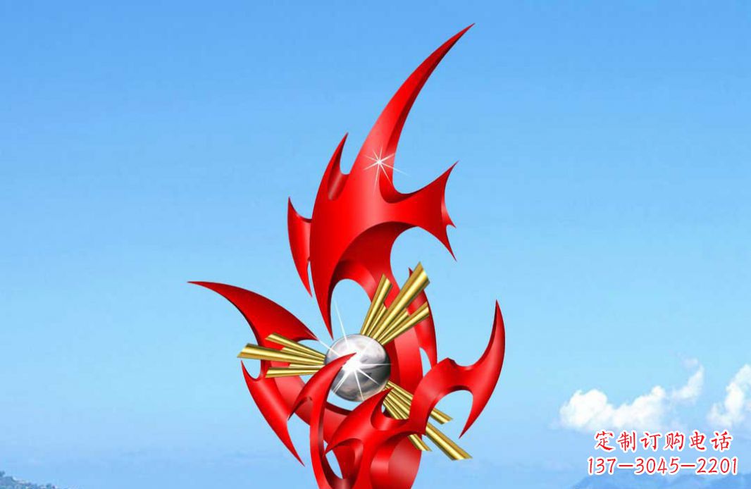 甘肃不锈钢火苗抽象景观雕塑给城市添彩